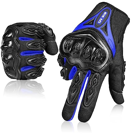 IRON JIA'S Gants Moto Été Écran Tactile Gants Moto Homme Respirant Antidérapant Gants Vélo Montagne Course Tout-Terrain Bleu-XL