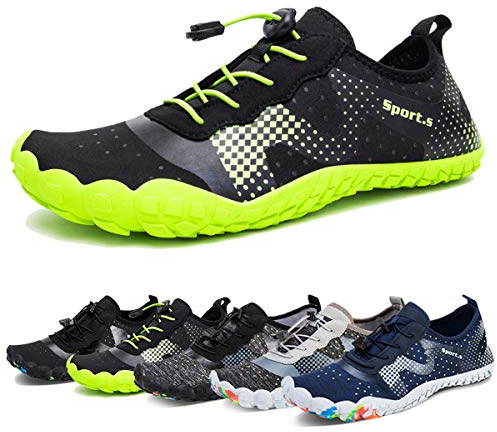 WateLves Water Shoes for Men Women Barefoot Quick-Dry Aqua Sock Outdoor Athletic Sport Shoes Kayaking Boating Hiking Surfing Walking (A-Black/Green, 42)