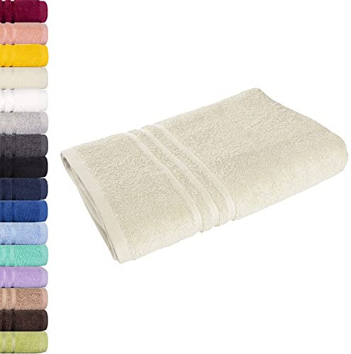 Lavea Saunatuch 80x200 cm – Hochwertiges, Saugstarkes Saunatuch aus 100% Baumwolle, Frottierserie Elena – Waschbar und Strapazierfähig - Creme