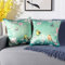 Artscope Weiche Faux Seide Kissenbezuge, 2er Set Retro Vogel Blume Muster Kissenhüllen Kissen Fall für Sofa Auto Schlafzimmer (45x45cm, Grün)