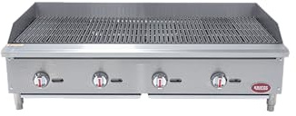 Kratos 48 Commercial Gas Charbroiler - Countertop 4-Burner Stainless Steel Grill, 140,000 BTU Output (29Y-003)