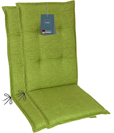 LILENO HOME Gartenstuhl Auflagen als [2er Set - Hochlehner] in Grün - Bequeme Liegen als Sitzauflagen für Gartenmöbel - Stuhlkissen für Gartenstühle und Klappstühle