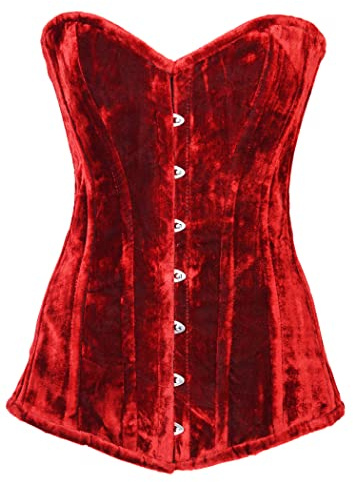 Battle-Merchant Corsage sous la poitrine de haute qualité | Haut pour femme | Mider en velours avec lacets | Vêtements médiévaux | LARP, Viking, pirate, Goth, rouge, XXL