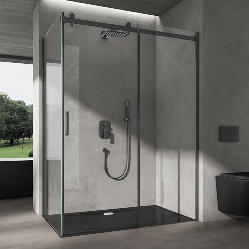 doporro Cabine de Douche en Angle 100x110x195cm Porte Coulissante