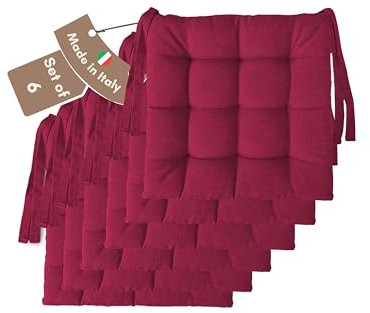 Il Tuo Artigiano Design Set mit 4 oder 6 Sitzkissen für Küchenstühle, hergestellt in Italien, Set mit 6 Stück, 40 x 40 cm, Dicke 6 cm – Polsterungen aus Schaumstoff und weichem Acryl (6, Fuchsia)
