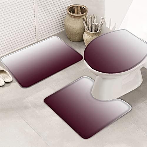 Badezimmer Vorleger 3-Teiliges Minimalistischer Farbverlauf In Weinrot Und Weiß Wc Vorleger Set 3 Teilig rutschfeste U-Förmiger Teppich Weiches Badteppich-Set 3-Teilig Für Badezimmer Wc Dusche