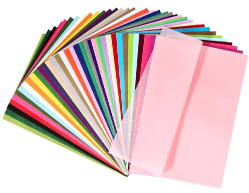 360 Blatt Transparentpapier Bunt 36 Farben A4 Seidenpapier Verpackungsmaterial Bastelpapier Bunt 17 g/m² Tissue Wrapping Paper für Weihnachten Geburtstag Verpacken Hochzeit Dekoration