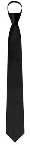 Luckyvestir Black Tie for Women, Pre-Tied Adjustable Zipper Ties, 2.75 Solid Color Womens Neckties for Uniforms, Graduation