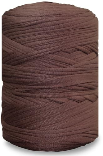 NOTIONSLAND 400g Filato per Maglieria T-Shirt Filato per Uncinetto per Borsa, Cesto, Coperta per Decorazioni per la Casa - Filato Colore Solido Cioccolato