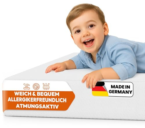 Foxx Kindermatratze [70x140 cm, pflegeleichter Bezug] Hochwertiger Schaumstoffkern, hautfreundlicher Bezug abnehmbar und waschbar, Matratze für Gitterbett oder Reisebett