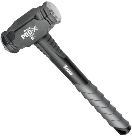 Titan Pro-X 63704 4lb Drilling Hammer, Dual-Face Sledge with Cross-Pattern Face for Concentrated Power & Flat Face for Stake Driving, Overstrike Protection, 15 Fiberglass Handle with Textured Grip