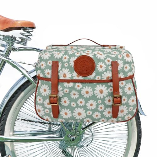 TOURBON wasserdichte Segeltuch-Fahrrad-Hinterradtasche für Fahrrad, Gepäck, Aufbewahrung, Sitz, Kofferraumträger (Blumenmuster)