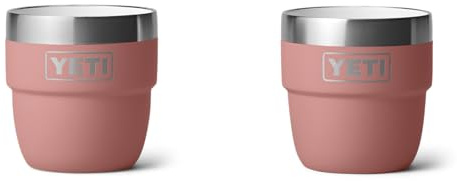 YETI Rambler Tazzina da espresso, in acciaio inox, isolamento sottovuoto, impilabile, colore rosa arenaria, confezione da 2, 4 oz (118 ml)