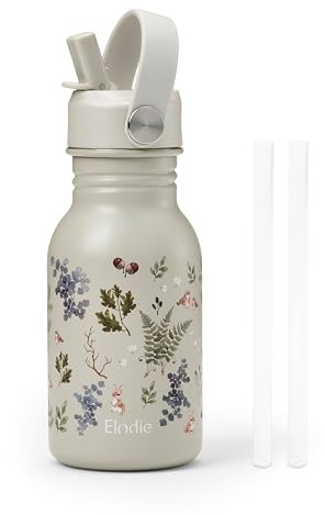 Elodie Details Rostfri Vattenflaska med Sugrör för Barn | BPA-fri | Lätt Sportflaska, Läckagesäker Skolflaska för Förskola | Träningsmugg för Småbarn | 350 ml | Fairytale Forest