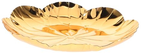 Plat à Gâteau Vintage en Fer, Forme Feuille de Lotus