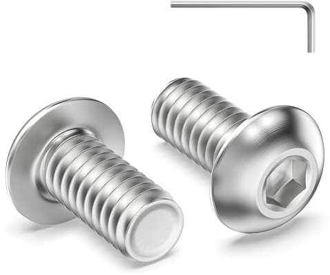 Zuyya 120 viti a testa bombata M4 x 8 mm, viti a testa semicircolare in acciaio inox A2 V2A, filettatura completa con chiusura a esagono incassato