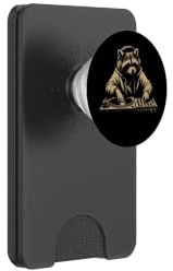 Vintage Raccoon DJ Tocadiscos Divertido Amante de la música Humor Animal PopSockets PopWallet para MagSafe