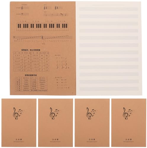 Zerodeko Lot de 10 Cahiers de Partitions de Guitare et Piano en Papier Khaki, 18 Pages Intérieures, Écriture Fluide, Carnet Créatif pour Prise de Notes et Composition Musicale