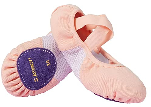S.lemon Elastisk Duk Balett Dansskor Stretch Balett Tofflor Flats Rosa-Vit 30EU