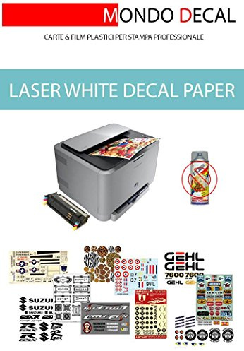 12 st. A4-folier: WATERSLIDE DECAL PAPER, DEKALISKT PAPPER, LASERTRYCK, vit bas, inget överdrag krävs