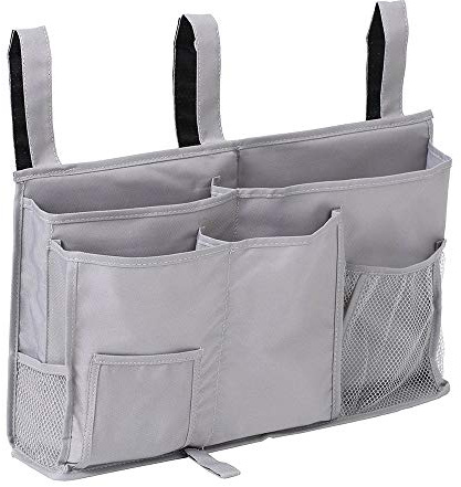 Sugaroom Bedside Storage Caddy, Bunk Bed Organizer Bed Storage Pocket Bedside Organizer Hanging Bed Storage Caddy for College Dorm Room, Hospital Bed Rails, Baby Bed, Camp (Grey)