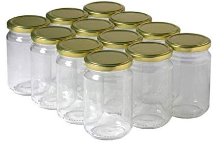 Lato Rutta - 15 vasetti in vetro 1 kg per miele, marmellata (750 ml) con coperchio a 82
