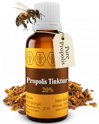 Pure Propolis Liquid 20% - 20ml Bee Propolis Tincture - Natural & Straight from the beekeeper - Ideal base for DIY Throat Spray & Cream - Easy-to-take alternative to Capsules or Lozenges - Nordbienche