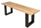 SAM Sitzbank 120x38 cm Enrico, Eichenholz massiv + geölt, schwarz lackiertes Kufengestell Metall, Esszimmerbank, echte Baumkante, Holzbank Massivholz, Baumkantenbank