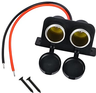 RIIEYOCA Presa accendisigari da 12 V, doppia presa DC 12 V, con coperchio per accendisigari e cavo nudo, per auto, camion, camper, moto, barca, ecc.