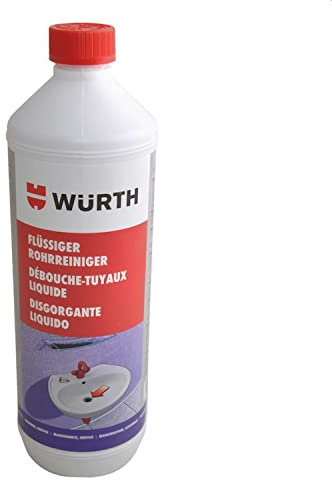 Würth Abflussreiniger - Flüssiger Abflussreiniger, Rohrreiniger Effektive gegen Verstopfungen und Haare - für Dusche, Bad, Badewanne, WC, Waschbecken, Küche, Siphon 1000 ml