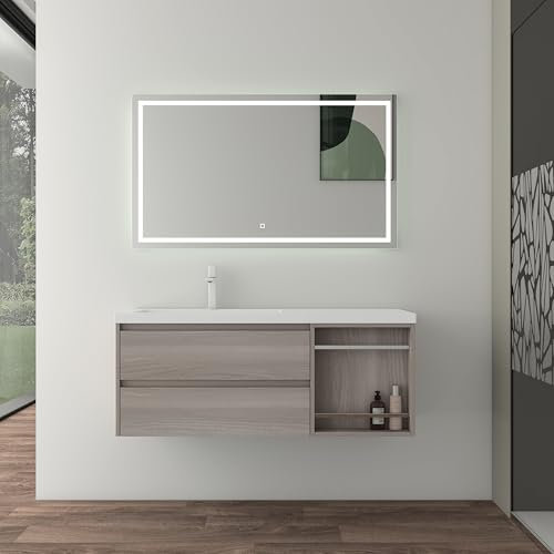 Mai & Mai Badmöbel-Set Waschtisch mit Unterschrank mineralguss Waschbecken-Unterschrank 120x46x49cm Leo Oak Open