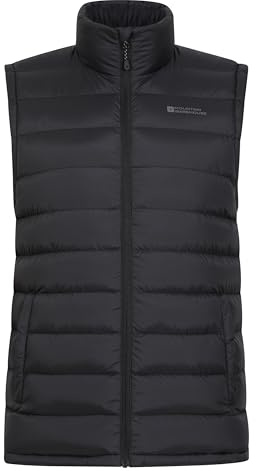 Mountain Warehouse Seasons Mens Padded Gilet - Water Resistant Gilet, Body Warmer, Lightweight Jacket, Easy to Store Coat - For Spring Summer Travelling, Walking Black 4XL