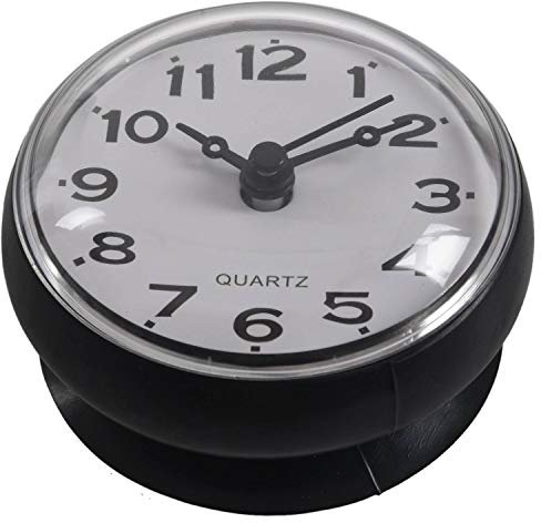 Doumneou Horloge murale étanche à ventouse pour cuisine et salle de bain 7 cm Noir