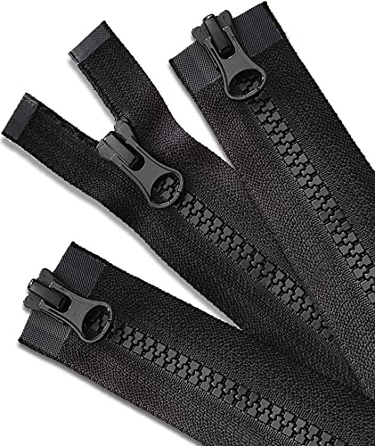WAVEBEEXS 5mm Kunststoff Reißverschluss Teilbar, 3 Stück Reissverschluss 60 cm für Jacke, Nr.5 Jacke Reißverschlüsse Kaufen, Plastik Reißverschlüsse für Jacken, Mantel, Daunenjacke, Sweatshirt-24 inch