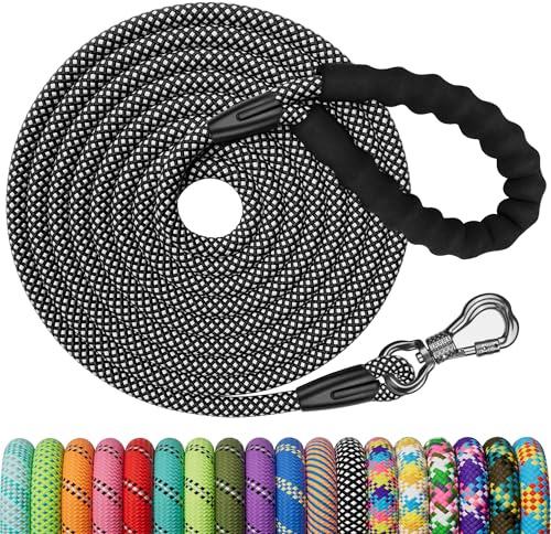 X XBEN Longe pour Chien 3M, Laisse de Dressage avec Poignée Confort et Mousqueton Verrouillable, Robuste pour Petits, Moyens et Grands Chiens