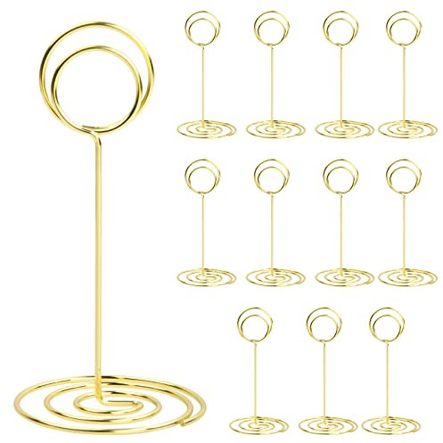 12 Piezas Tarjeta Nota Fotos Soporte, Soportes para Números de Mesa para Bodas, 120mm Soportes para Tarjetas de Nombre de Foto, Soporte para Tarjetas Memo de Lugar para Banquetes Fiestas Restaurantes