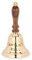 NKlaus 17cm Tischglocke Captain's Bell aus Messing massiv Gold Handglocke mit Holzgriff 11581