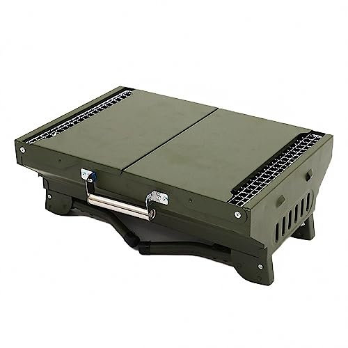 MAOTN Klappbarer tragbarer Grill für den Außenbereich mit Beinen, Holzkohle-Campingkocher, Familiengrill mit großem Fassungsvermögen und Lagerregal,Green,Size