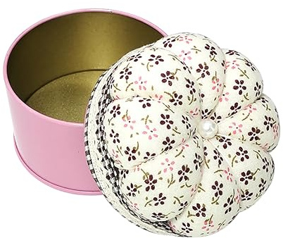 HugeDE Pumpkin Shaped Pin Cushion Needle Cushion Box Cute Small Pincushion Sewing Needle Cushion Holder with Storage Box,Pink,7.8 x 7 (Dia x H)