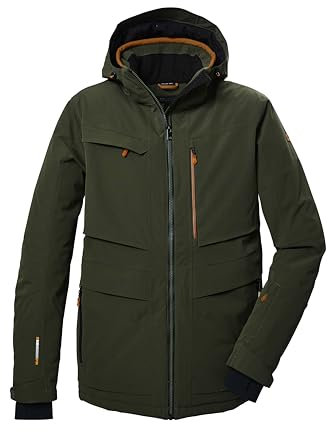 killtec Herren Skijacke/Funktionsjacke mit abzippbarer Kapuze und Schneefang KSW 43 MN SKI JCKT, dark moss, M, 41976-000