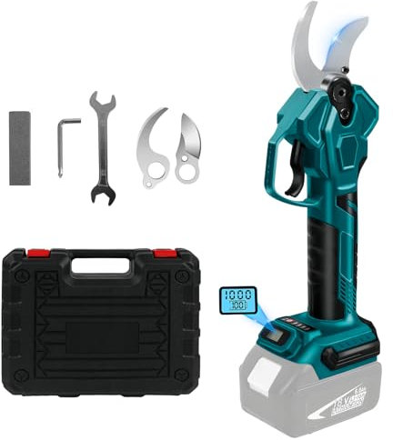 Akku Astschere Elektrische Gartenschere Drahtlose 65mm für Makita 18V Bürstenlosen Motor Elektrisch Astsäge Batterie Schere LCD zum Beschneiden von Bäumen Obstbäumen (ohne Akku und Ladegerät)