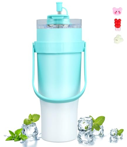 UrbanHomes 40oz Tumbler With Straw and Lid - Travel Mug, Reusable Thermos Flask, Vacuum Insulated Cup, Double Wall Stainless Steel for Hot Iced Coffee - Mint Green