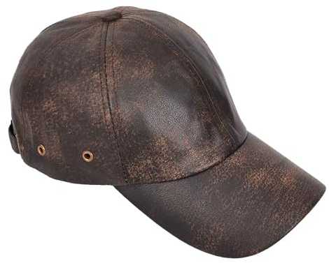 Genuine Leather Baseball Cap Adjustable Sports Casual Plain Summer Winter Hat (UK, Alpha, One Size, Antique Brown)