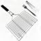 Fisch-Grillkorb mit Backpinsel & Grillzange, Edelstahl Grillkorb Fischbräter Faltbar, Tragbar, Grillkorb für Fischgemüse, Garnelen, Tragbares Grillwerkzeug Grill mit abnehmbarem Griff