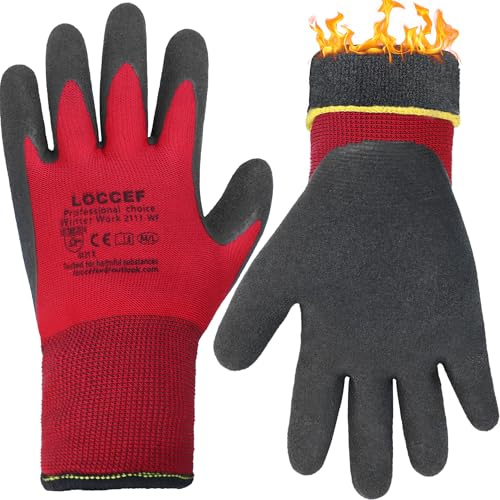 LOCCEF 2 Pairs Winter Work Gloves for Men and Women, Freezer Gloves for Work Below Zero, Thermal Insulated, Super Grip (10/XL)