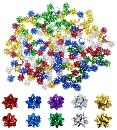 XPEX 100 Pezz Fiocchi per Pacchi Regalo, Coccarde Autoadesivi per Decorazione di Regali,Fiocchetti da Regalo per Natale, Compleanni & Eventi,decorazioni natalizie l'imballaggio dell'arco da 1 pollice