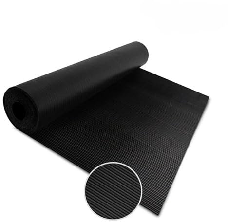 Floordirekt Gummimatte Feinriefenmatte 3mm Gummiläufer Schutzmatte Anti Rutsch Bodenbelag Feingerippt (Schwarz, 100 x 200 cm)