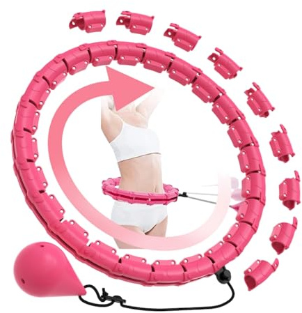 Smart Hula Hoop Fitness - Aro para Adultos para Adelgazar, Infinity Hoop 24 Niveles (74-120 cm), con Bola de Peso, Ajustable, Equipo de Adelgazamiento, para Principiantes y Adultos (Rosa)