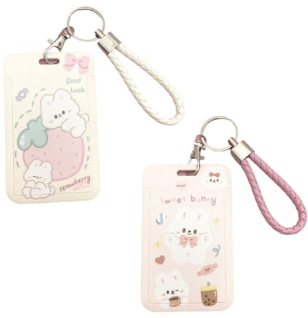 SGERUFZ 2 Stück Busfahrkarten Hülle Schüler，kreativ Student Mahlzeit Karte Ausweishalter Hartplastik Chipkartenhülle Ausweishülle Mit Clip Kartenhalter 2 Karten Kartenhülle