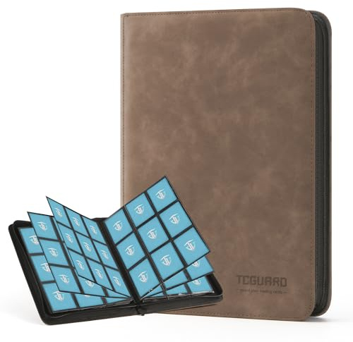 TCGUARD Album per Carte da Collezione Fino a 540, 9 Album Laterali con Chiusura Lampo per Carte collezionabili, MTG, per Sportive, Yugioh, Ecc. Marrone